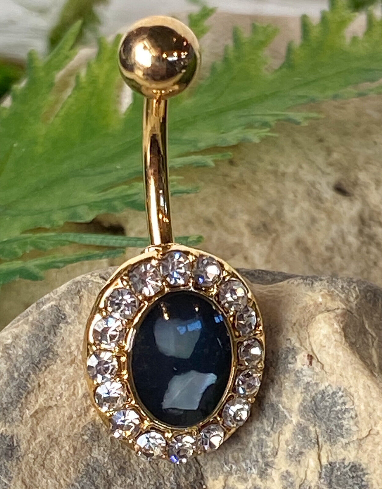 1pc Crystal Paved Edge w/ Mother of Pearl Inlaid Belly Pierced Navel Ring