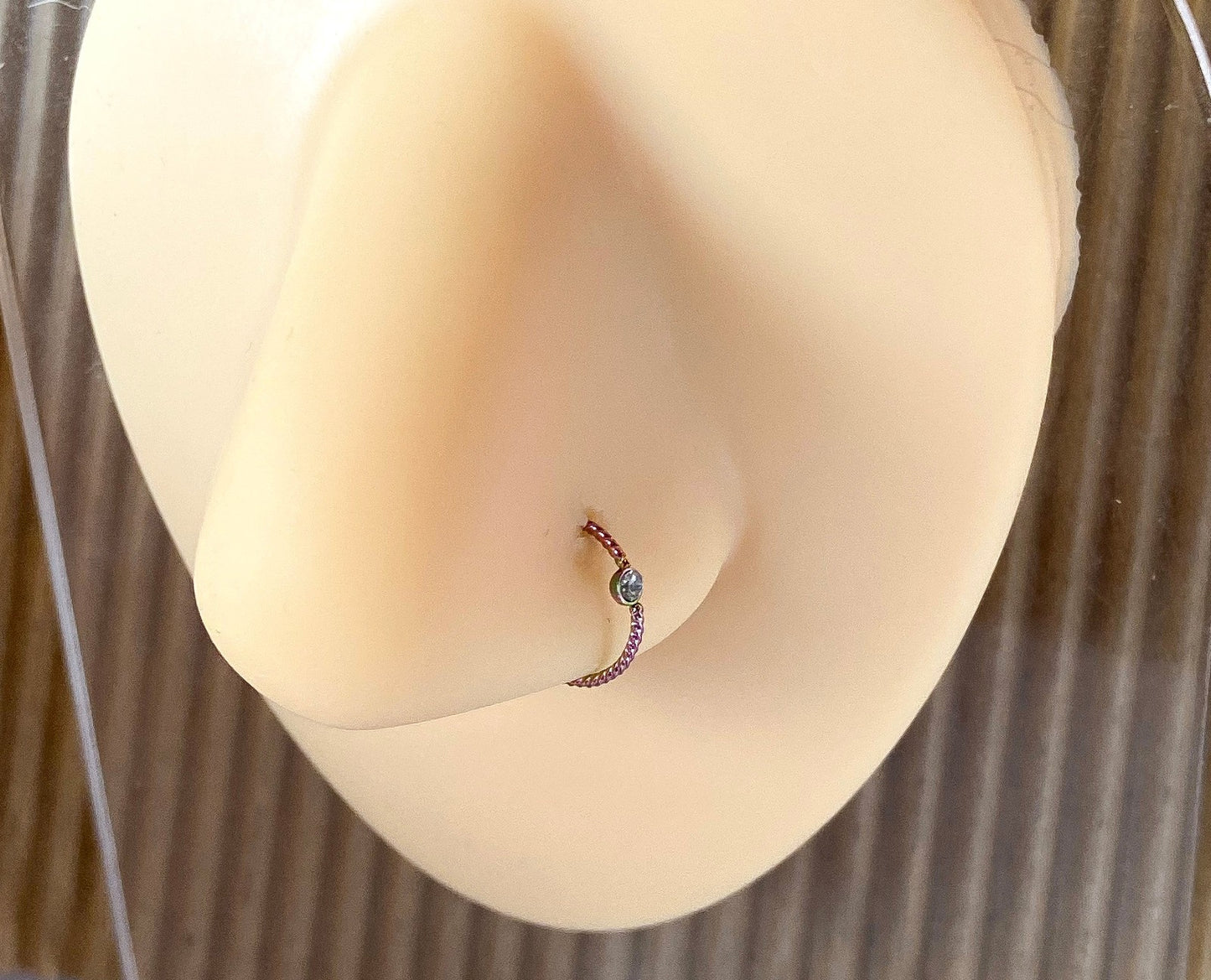 1pc Bendable Steel Twisted Rope Gem Nose Hoop Cartilage Ring Rook Daith Helix