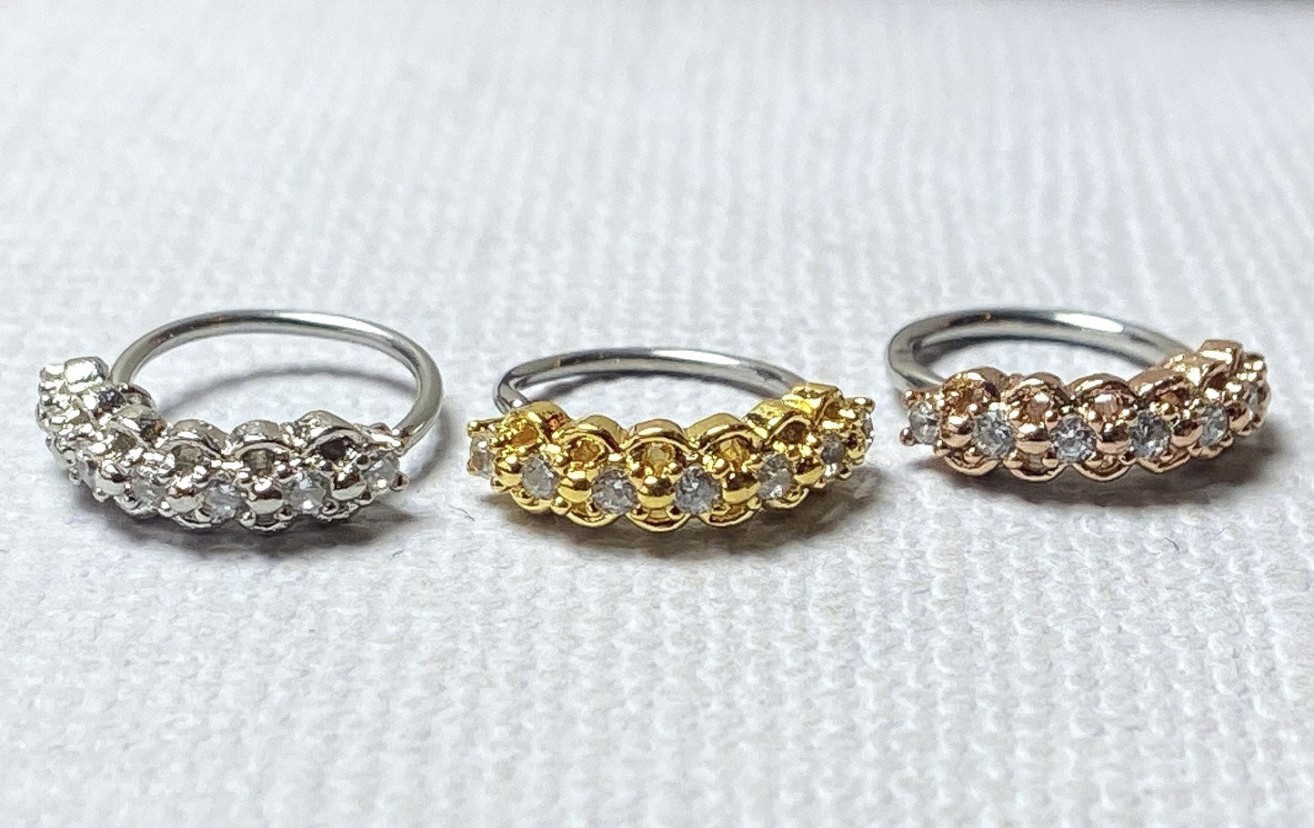 1pc Lined CZ w/ Filigree Edges Nose Hoop Cartilage Ring Rook Daith Helix Tragus