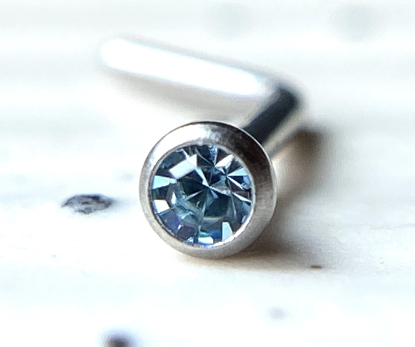 1pc L-Bend 20g Nose Ring Stud Screw Press-Fit CZ Gem 316L Surgical Steel