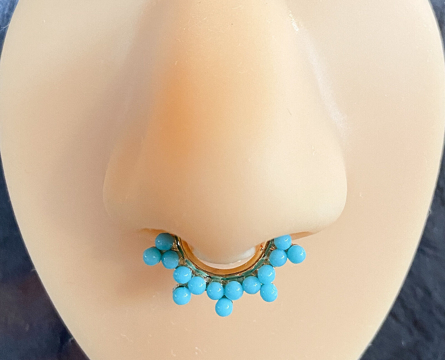 1pc Non-Piercing Turquoise Double Septum Hanger Clip-On Fake Nose Ring Jewelry