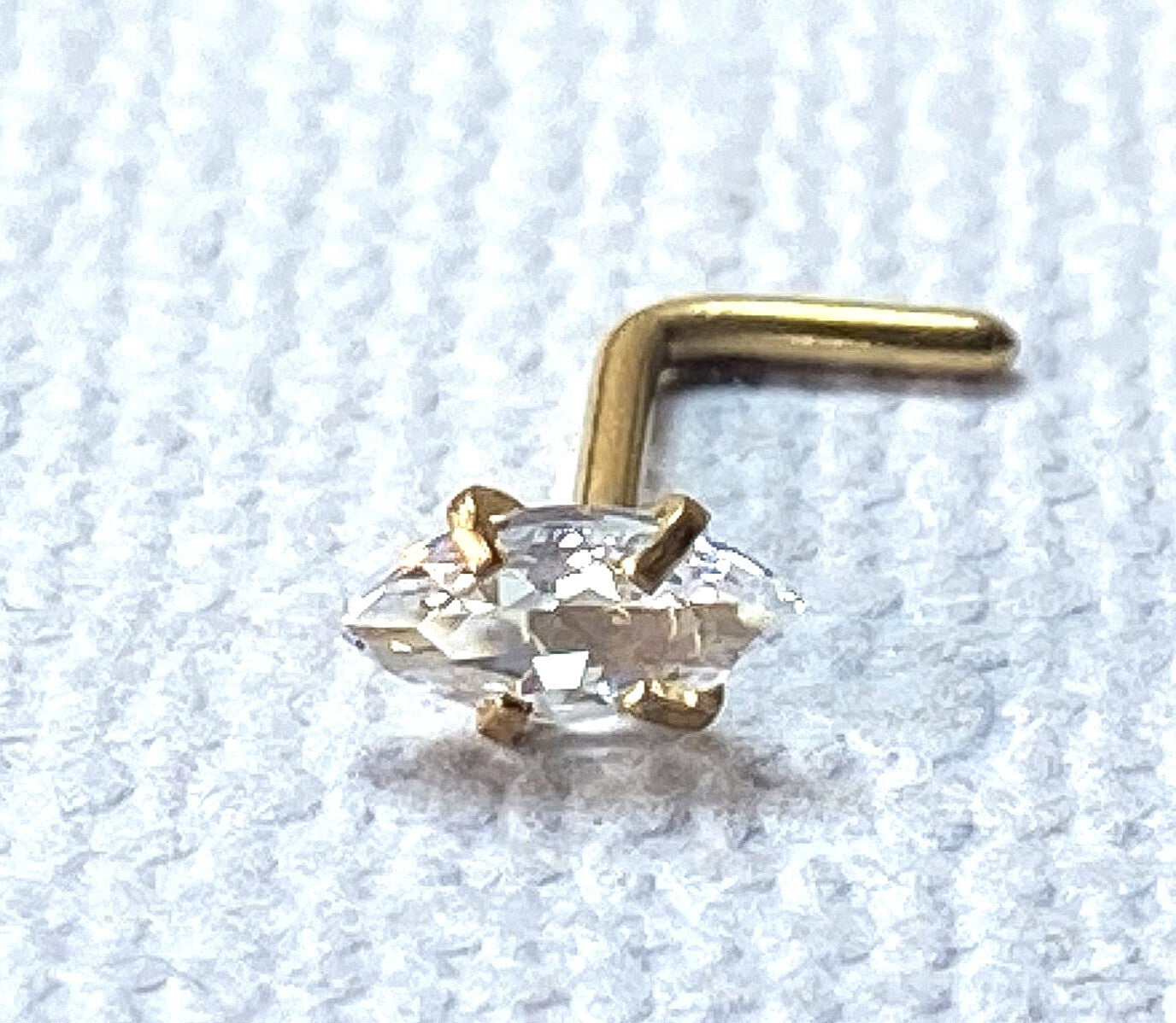 1pc Marquise CZ Gem L-Bend 20g Nose Ring Stud Screw 316L Surgical Steel