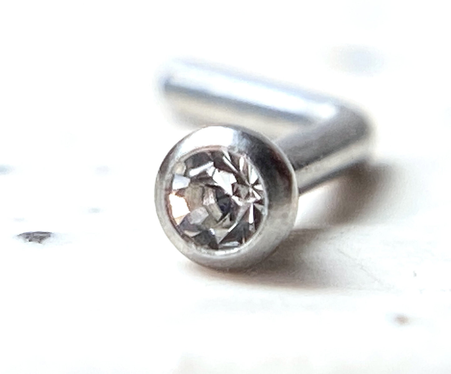 1pc L-Bend 20g Nose Ring Stud Screw Press-Fit CZ Gem 316L Surgical Steel
