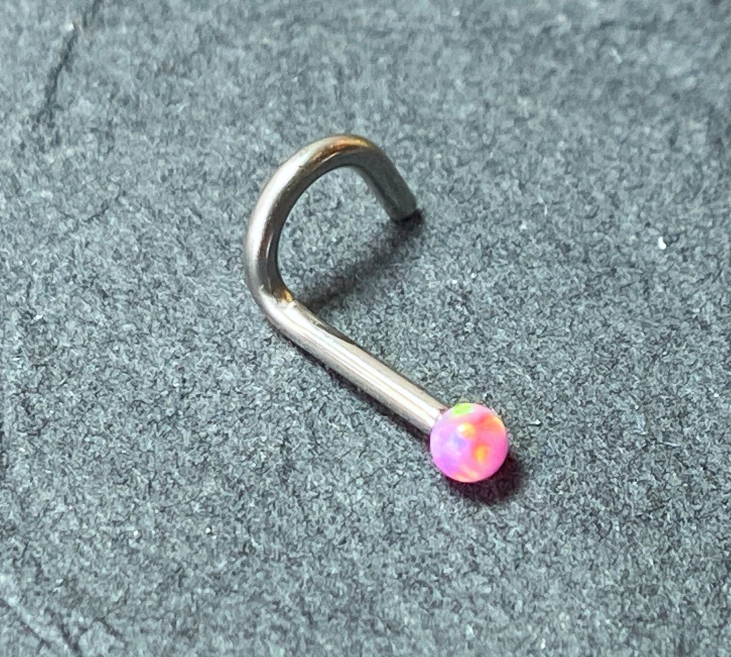 1pc Opal Ball Surgical Steel Nose Screw Ring 18g or 20g - choose color