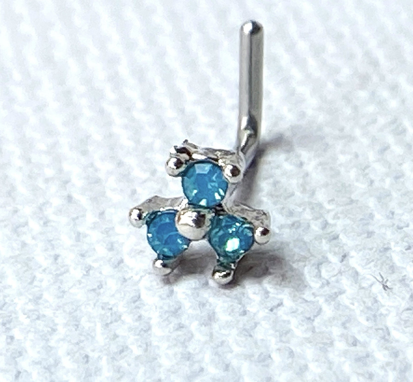 1pc Opalite 3 Stone Triangle L-Bend 20g Nose Ring Stud Screw 316L Surgical Steel