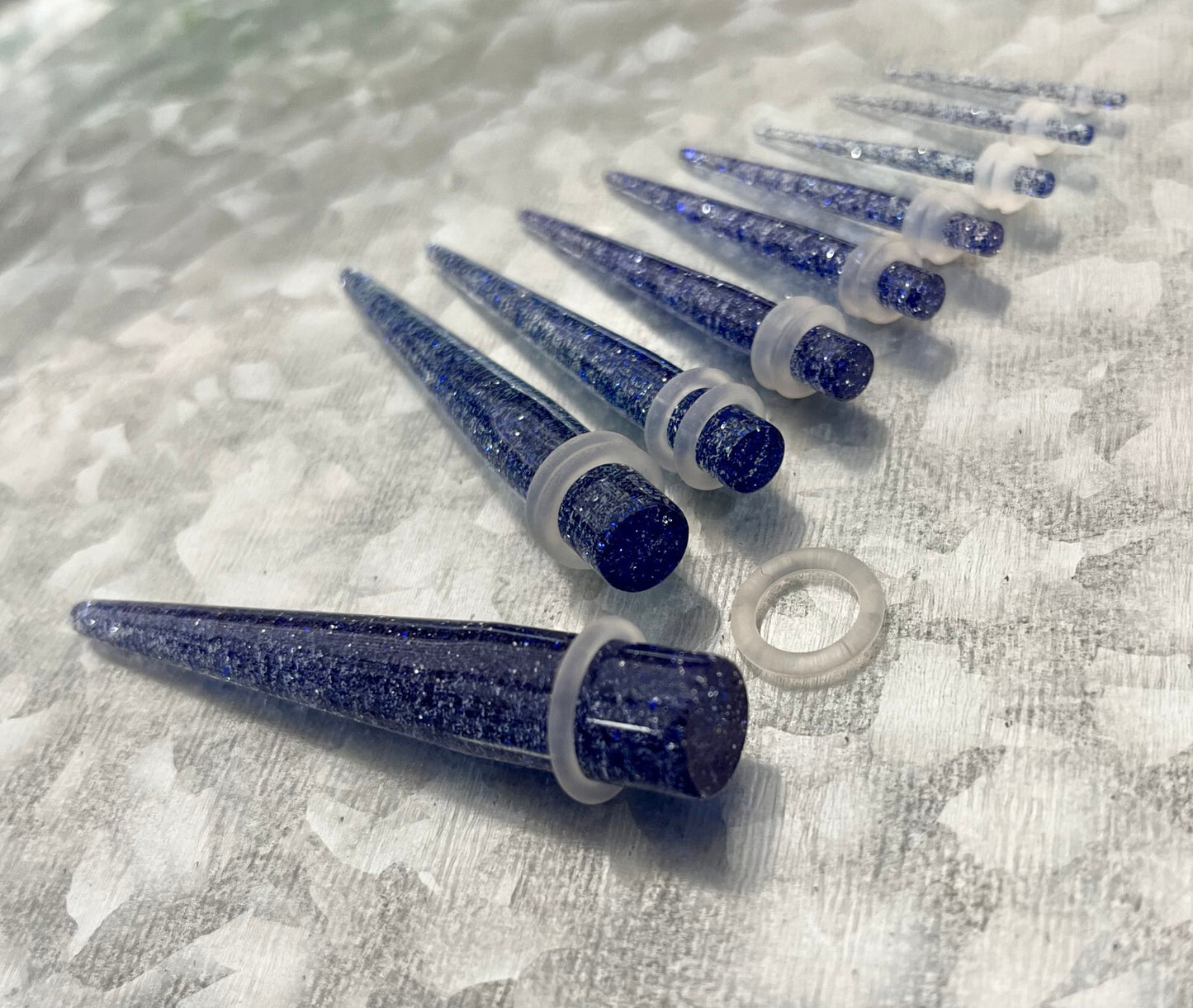 18pc Glitter Taper Expansion 14g thru 00g Plugs Gauges Expanders Stretching Kit