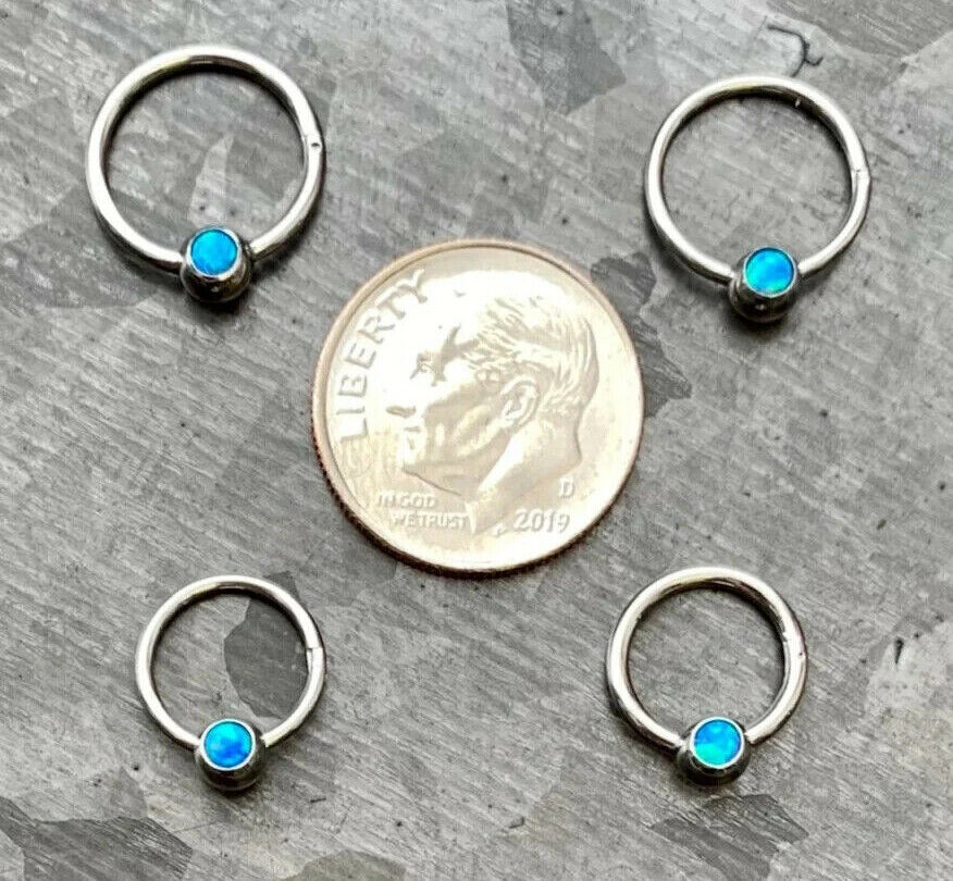1pc Opal Ball Hinged Segment Ring Septum Clicker Captive Bead Helix Cartilage