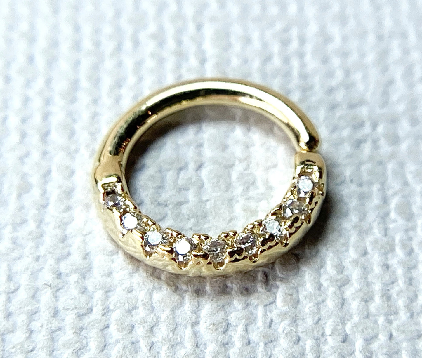 1pc Half Circle Lined Gems Hoop Ring Septum Daith Rook Tragus Ear Cartilage