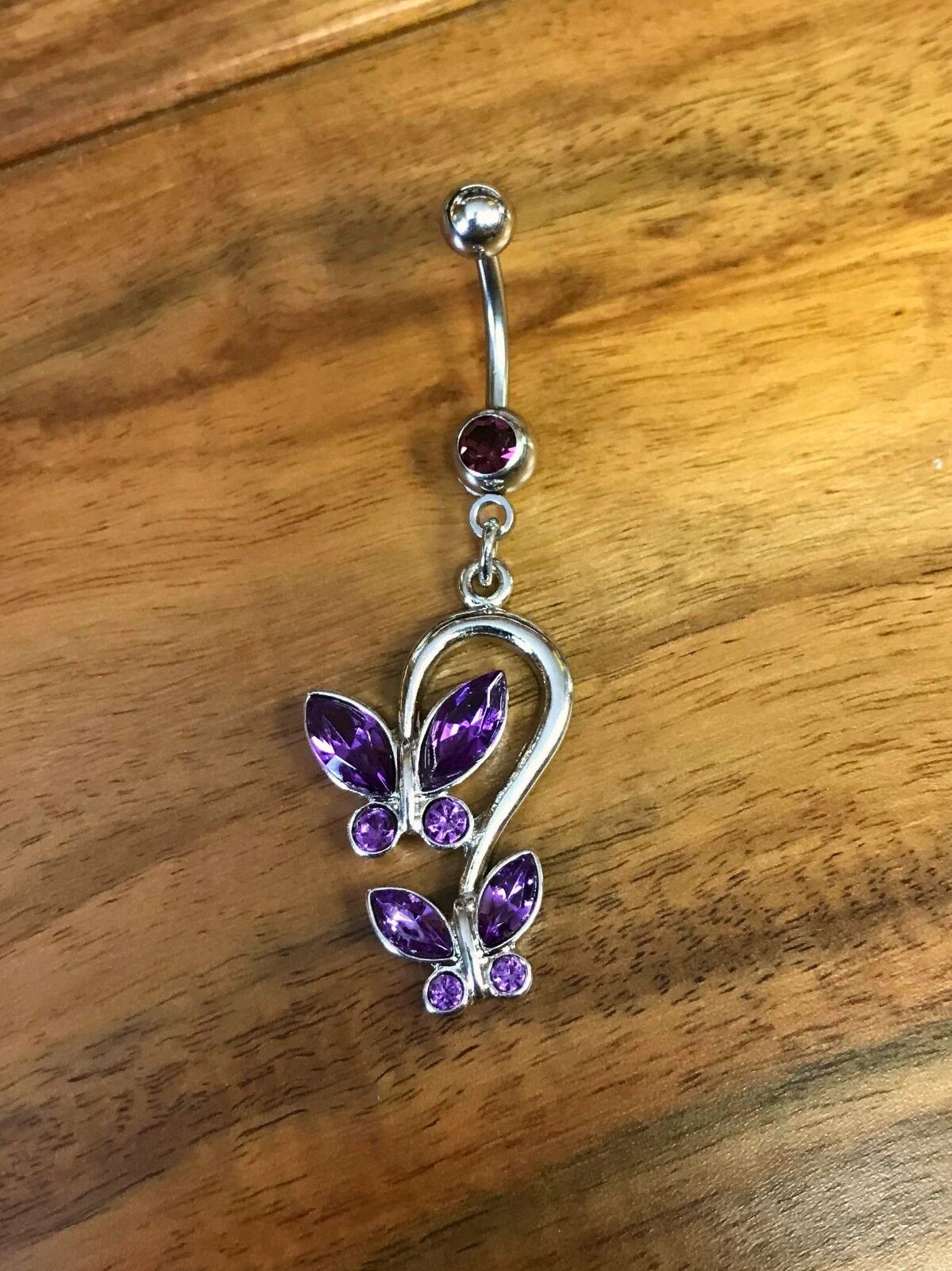 1pc Double Butterfly CZ Gems Dangle Belly Ring Navel Naval - choose your color