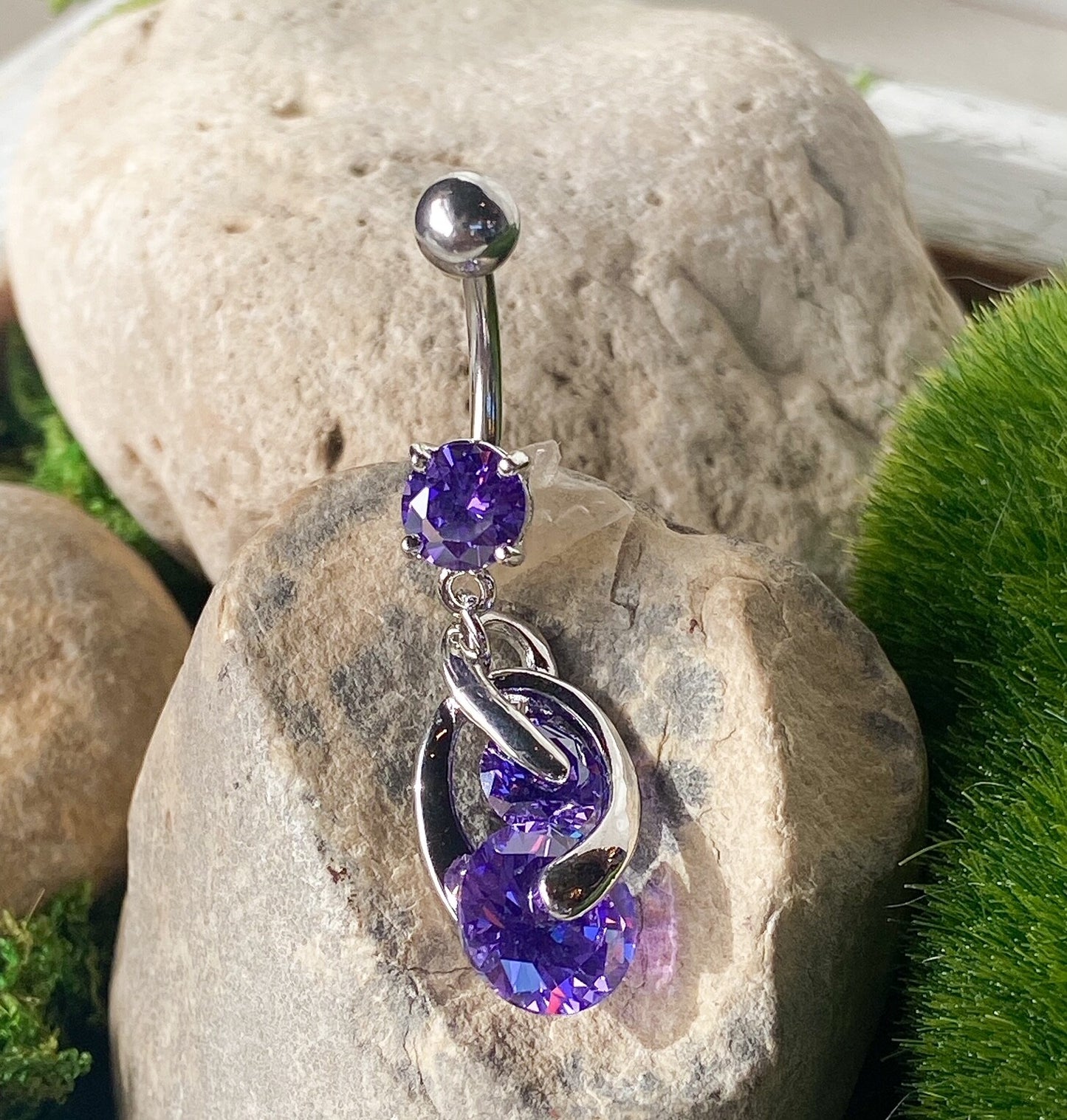 1pc Cosmo CZ Gems Dangle Belly Ring Navel Naval Body Jewelry