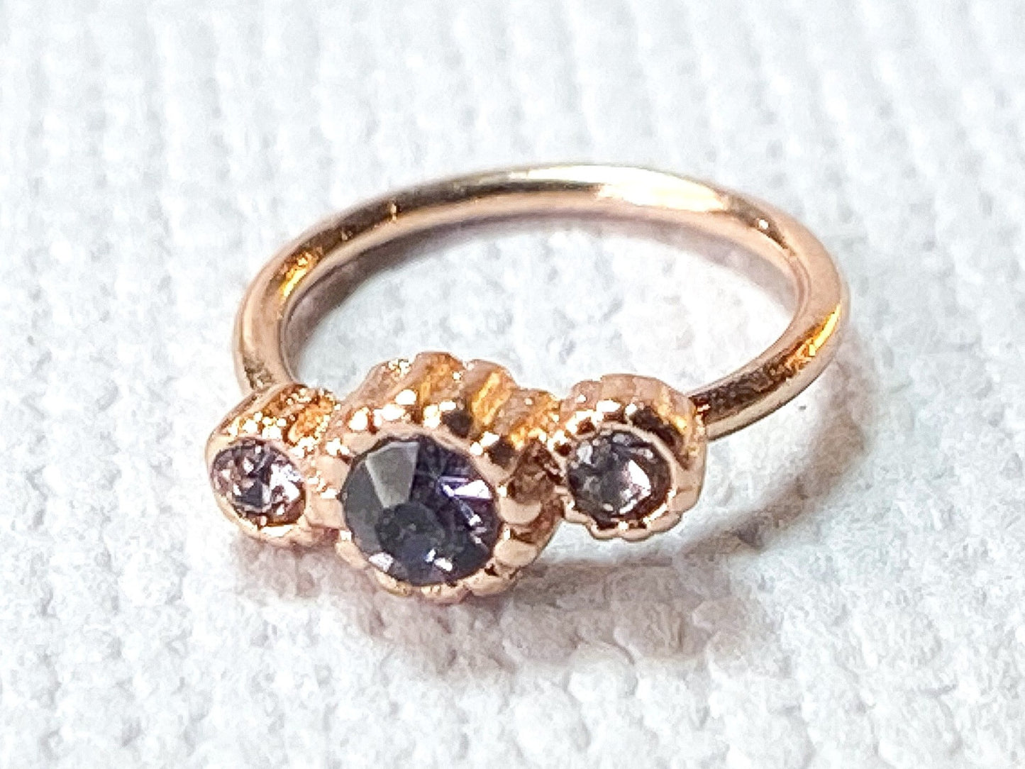 1pc Rose Gold Three CZ Gem Hoop Nose / Cartilage Ring Rook Daith Helix Tragus