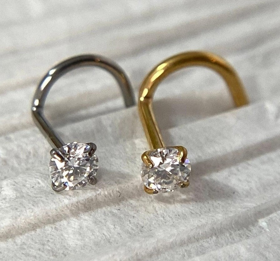 1pc Solid Implant Grade 23 Titanium 6AL4V-ELi L-Bend Nose Screw Ring  18g or 20g