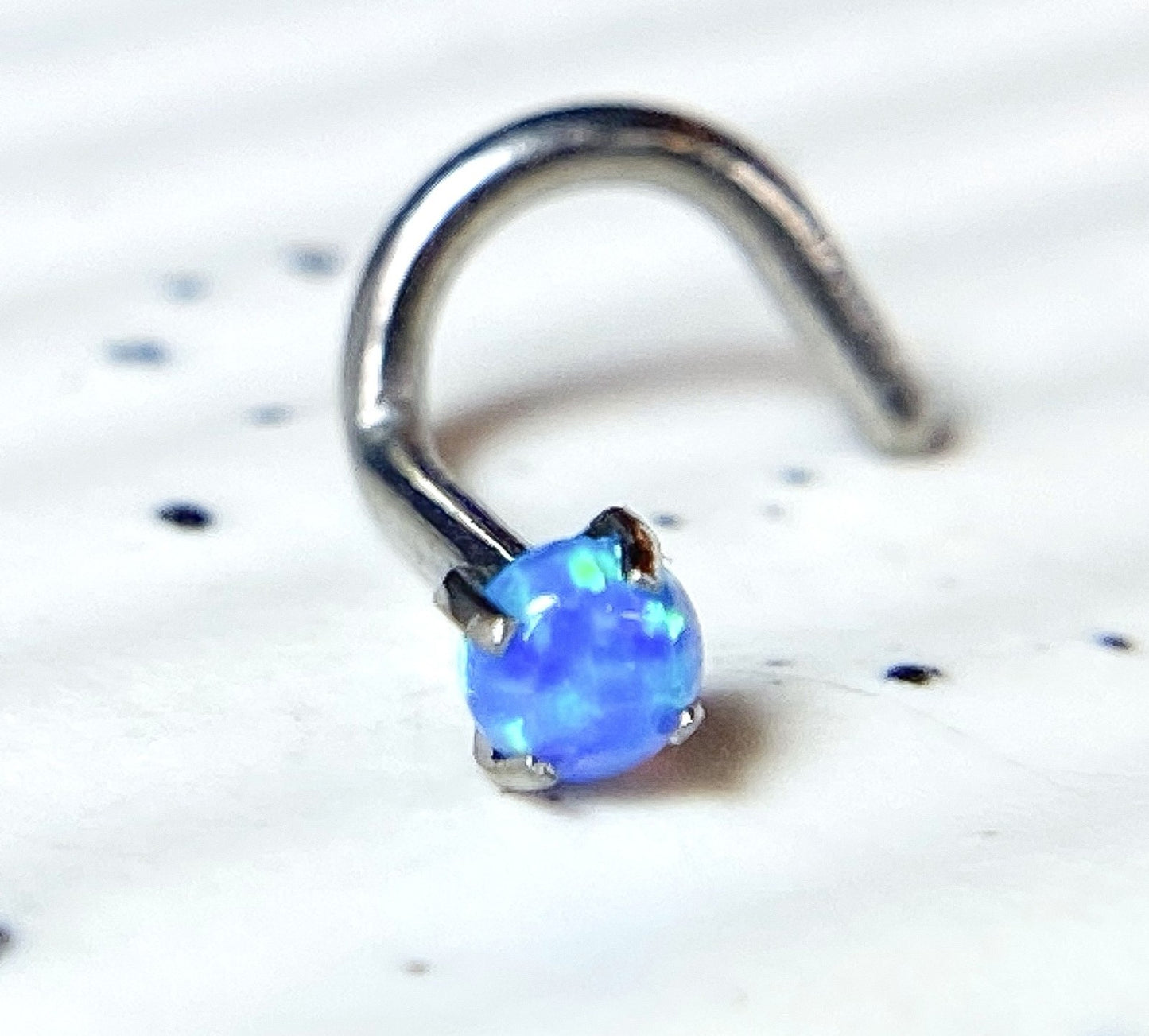1pc Implant Grade 23 Titanium Opal Nose Screw Prong Set Ring 18g or 20g