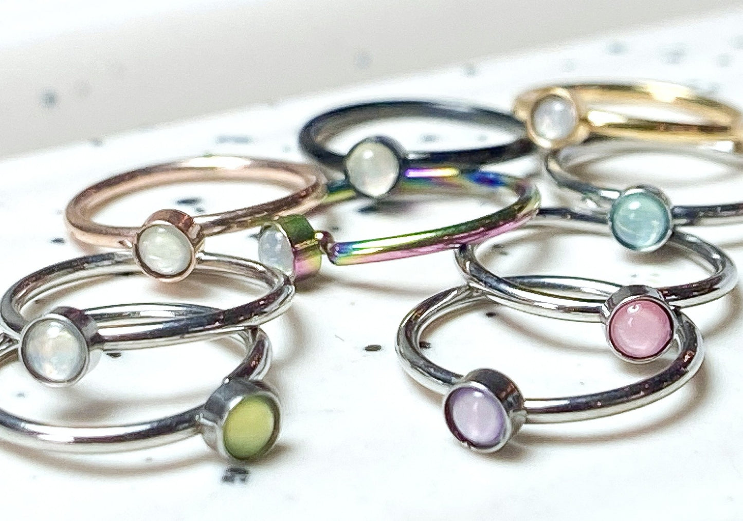 1pc Illuminating Stone 20g Nose Hoop / Cartilage Ring Rook Daith Helix Tragus