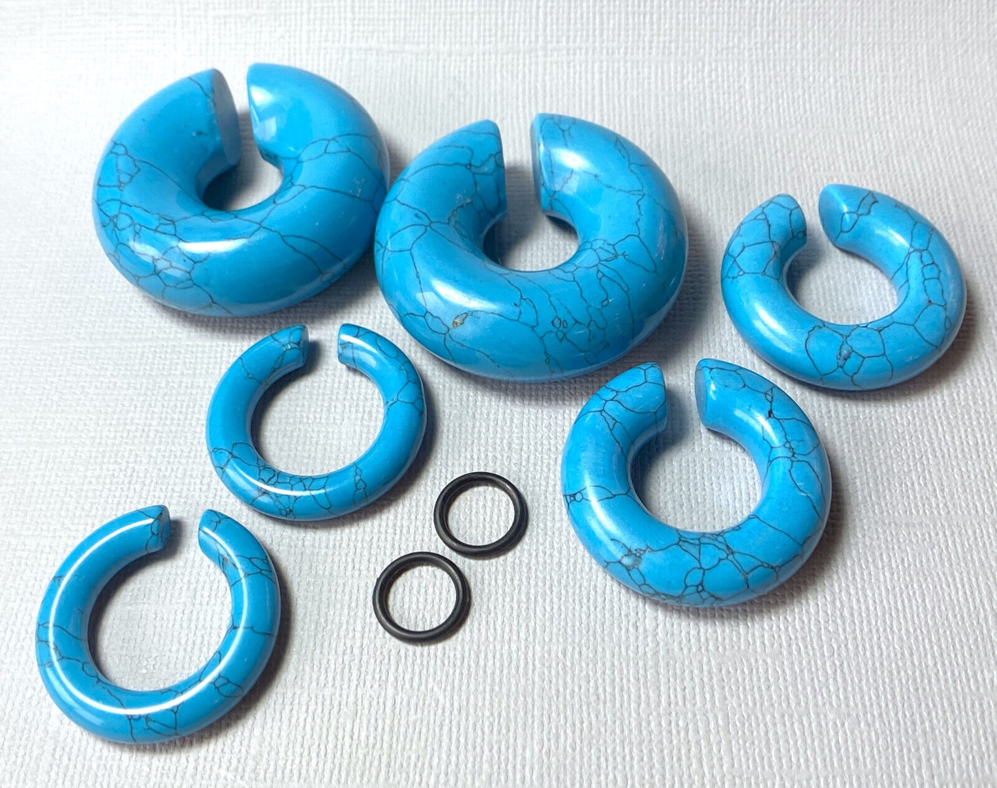 PAIR Turquoise Stone Hanger Ear Weight Plug Gauge Tunnel Organic Body Jewelry
