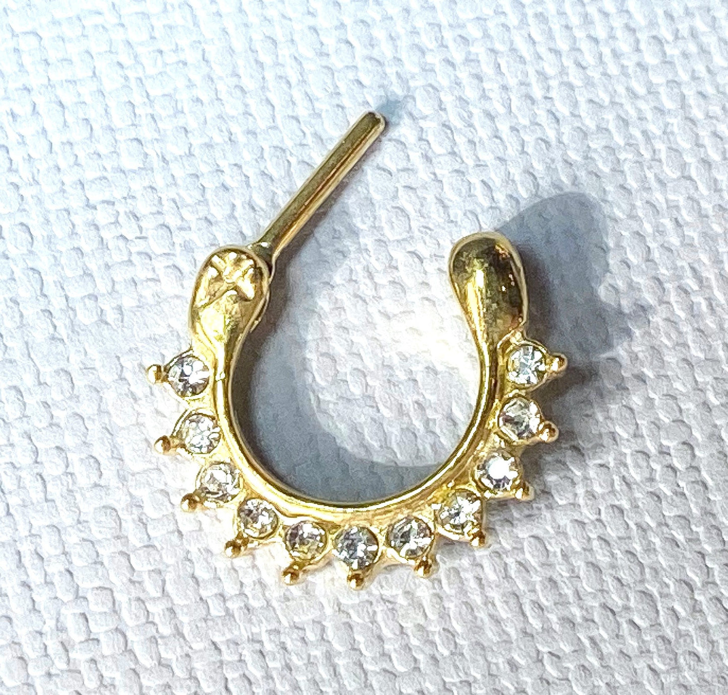 1pc 100% SURGICAL STEEL Crystal Paved Septum Clicker Pierced Nose Ring 14g 16g