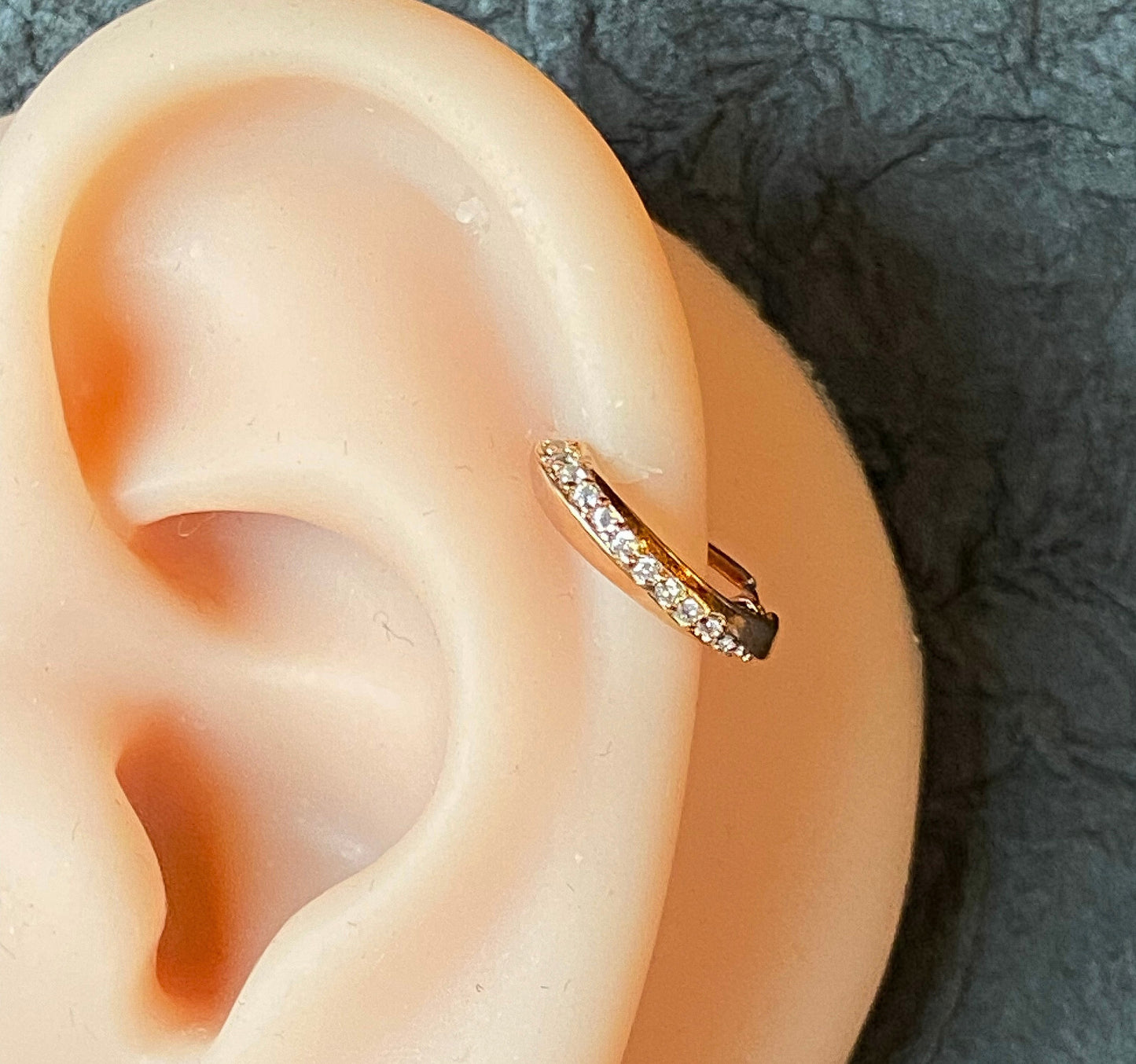1pc Lined CZ Gems Nose Hoop Ear Cartilage Ring Rook Daith Helix Tragus