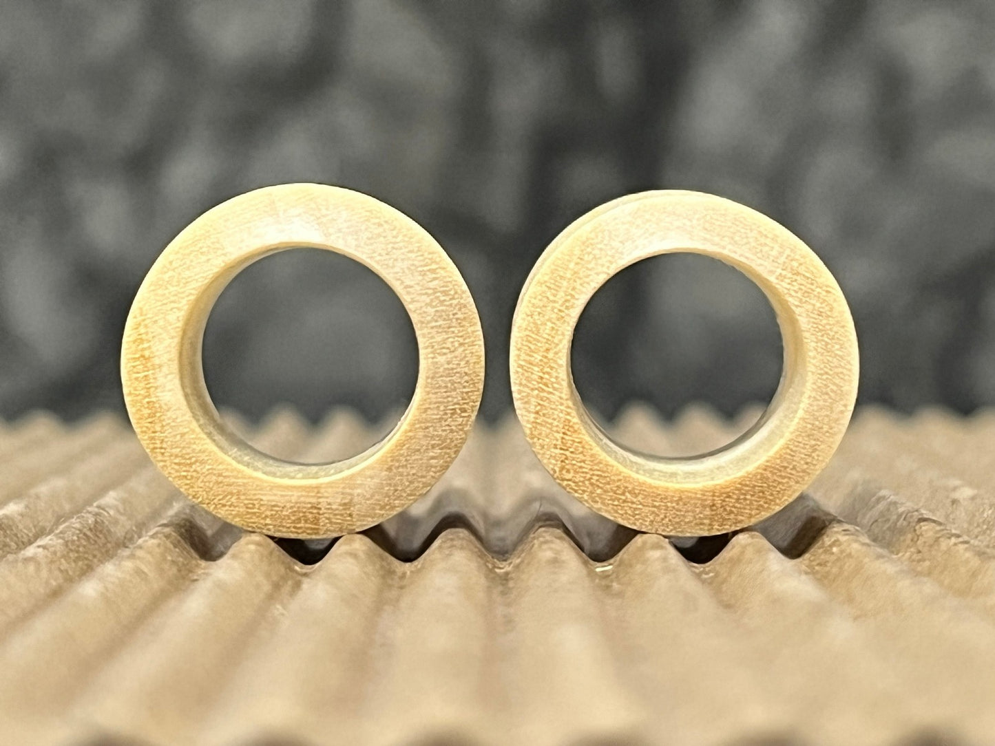 PAIR Blond Crocodile Wood Tunnels Plugs Organic Gauges Blonde Body Jewelry