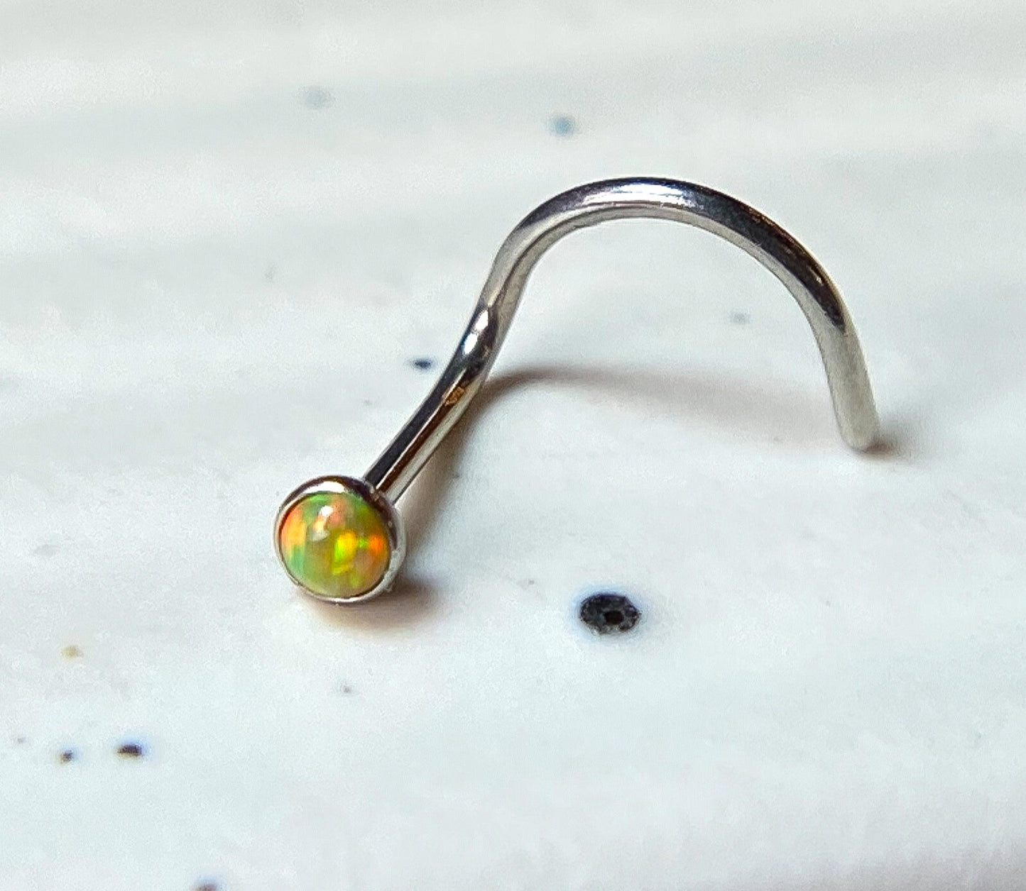 1pc Opal Set Nose Ring Screw 316L Surgical Steel Body Jewelry