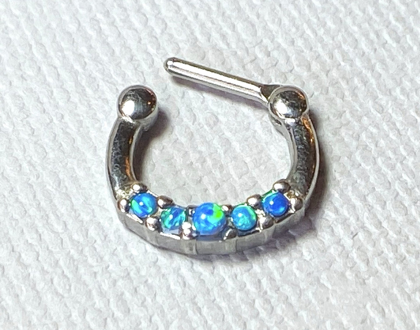 1pc 100% SURGICAL STEEL Five-Opal Septum Clicker 16g Nose Ring
