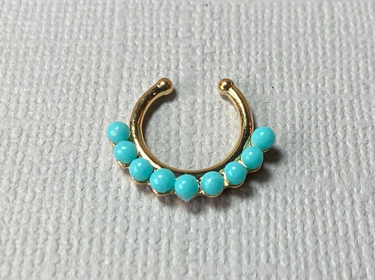 1pc Non-Piercing Turquoise Bead Septum Hanger Clip-On Nose Ring Body Jewelry