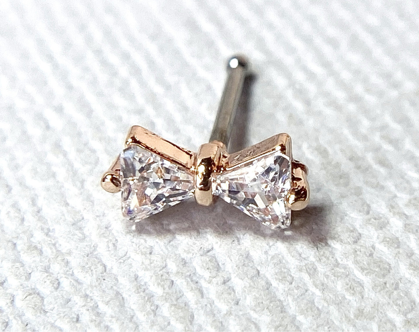 1pc CZ Ribbon 20g Nose Ring Stud Bone 316L Surgical Steel
