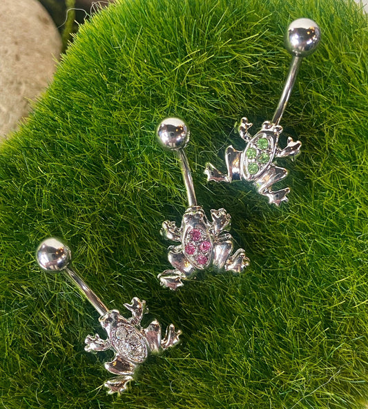 Frog CZ Gem Belly Ring Navel Naval - Only Green Left In Stock