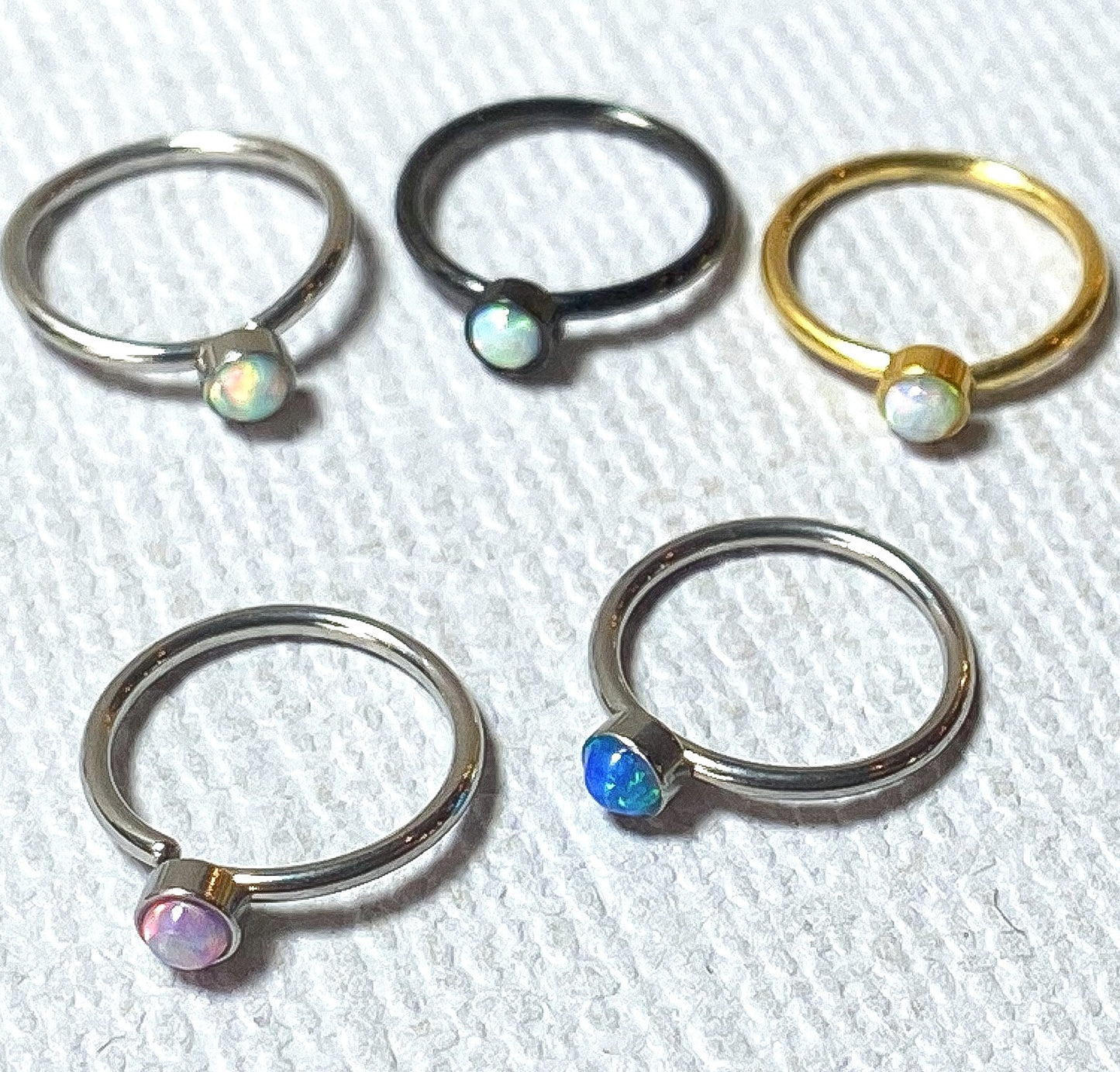 1pc Bendable Hoop Nose / Cartilage Ring w/ Set Opal Rook Daith Helix Tragus