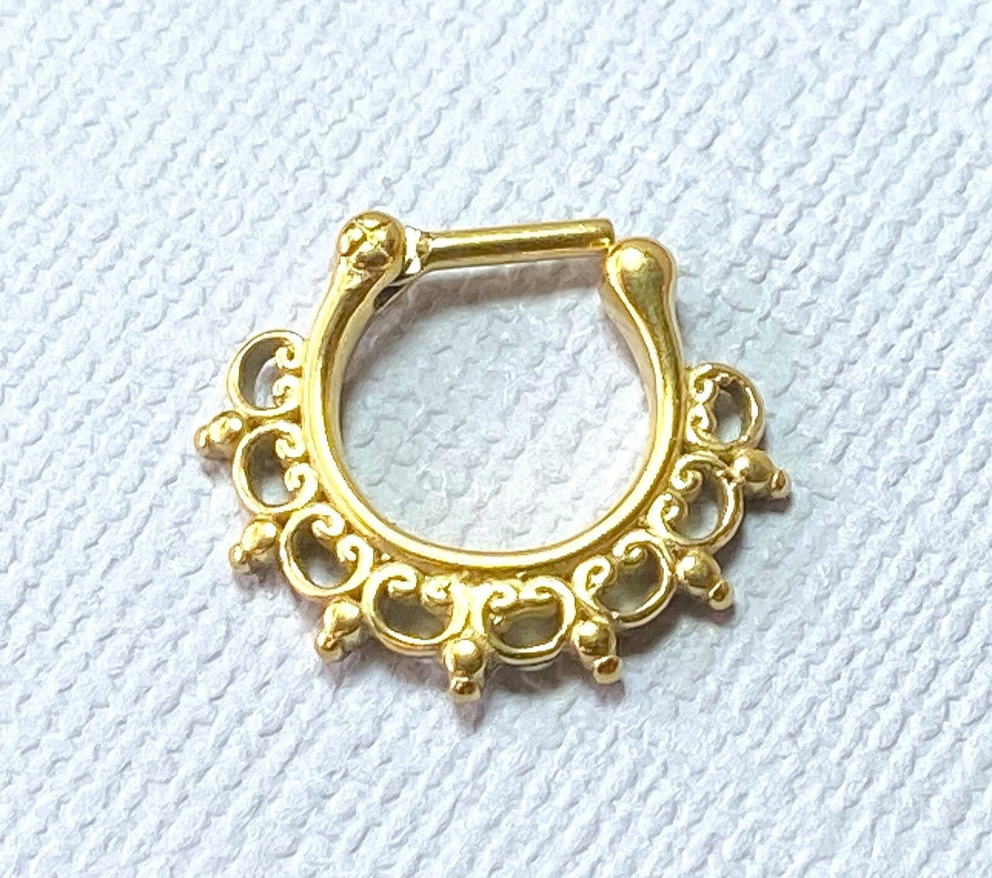 1pc 100% SURGICAL STEEL Lace Tribal Fan Septum Ring Clicker Pierced Nose 16g