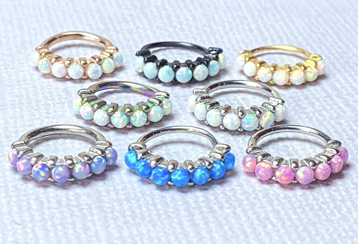 1pc Bendable 7 Opal Hoop Ring Nose Eyebrow Cartilage Rook Daith Helix Tragus