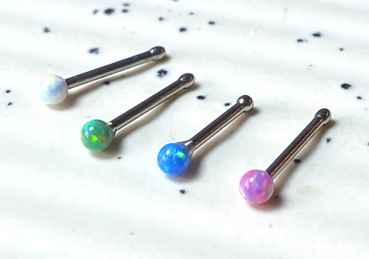 1pc Opal Ball Surgical Steel 20g Nose Stud Bone Ring - choose color