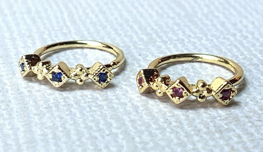 1pc Bendable Nose Hoop / Cartilage Ring CZ Set Squares & Flowers for Rook, Daith