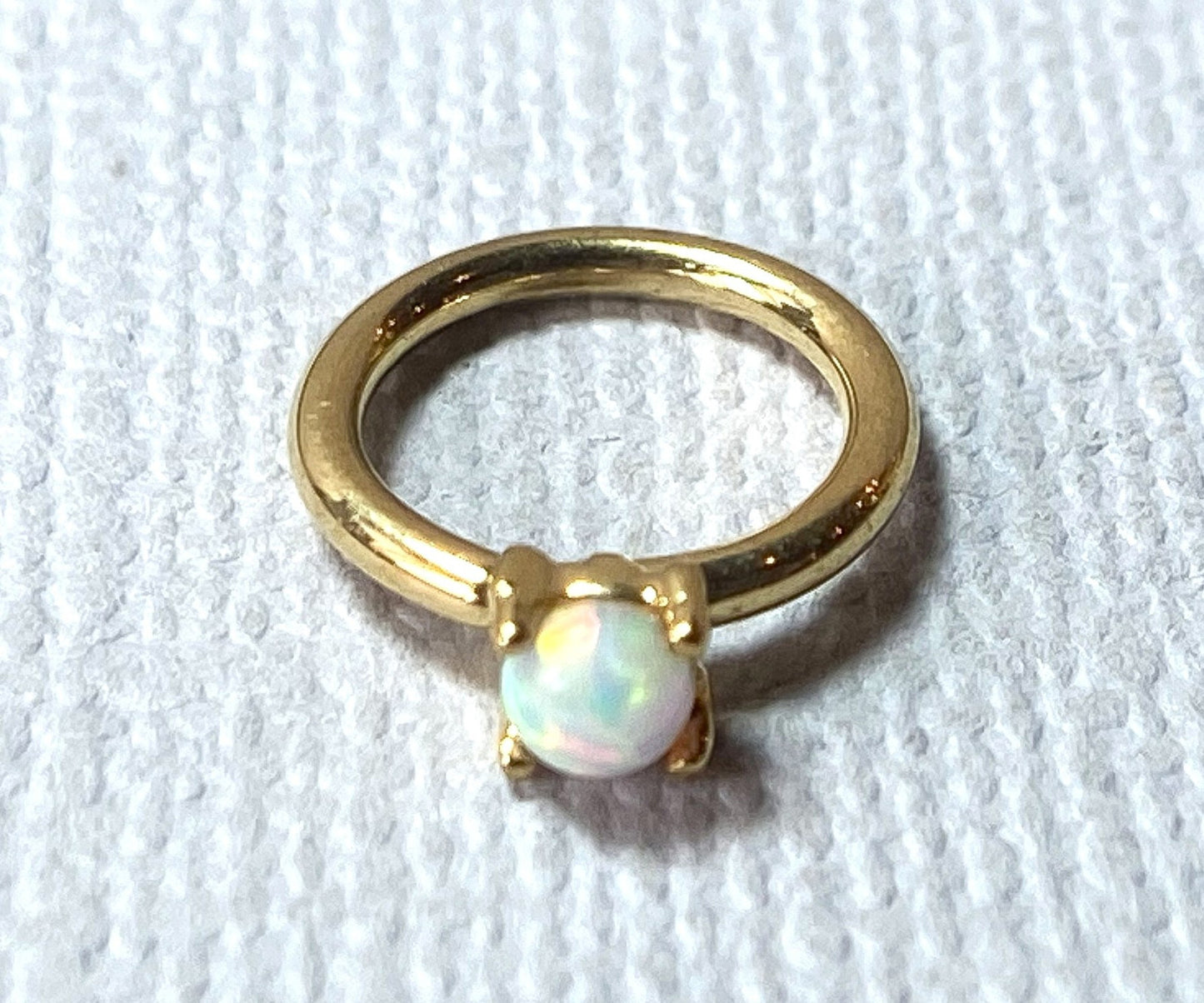 1pc Bendable Hoop Ring With Prong Set Opal Annealed 316L Surgical Steel