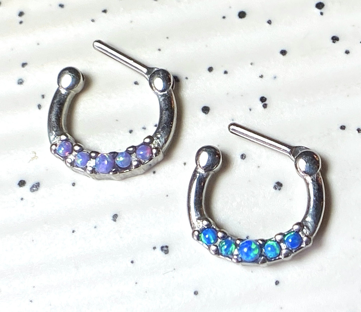 1pc 100% SURGICAL STEEL Five-Opal Septum Clicker 16g Nose Ring
