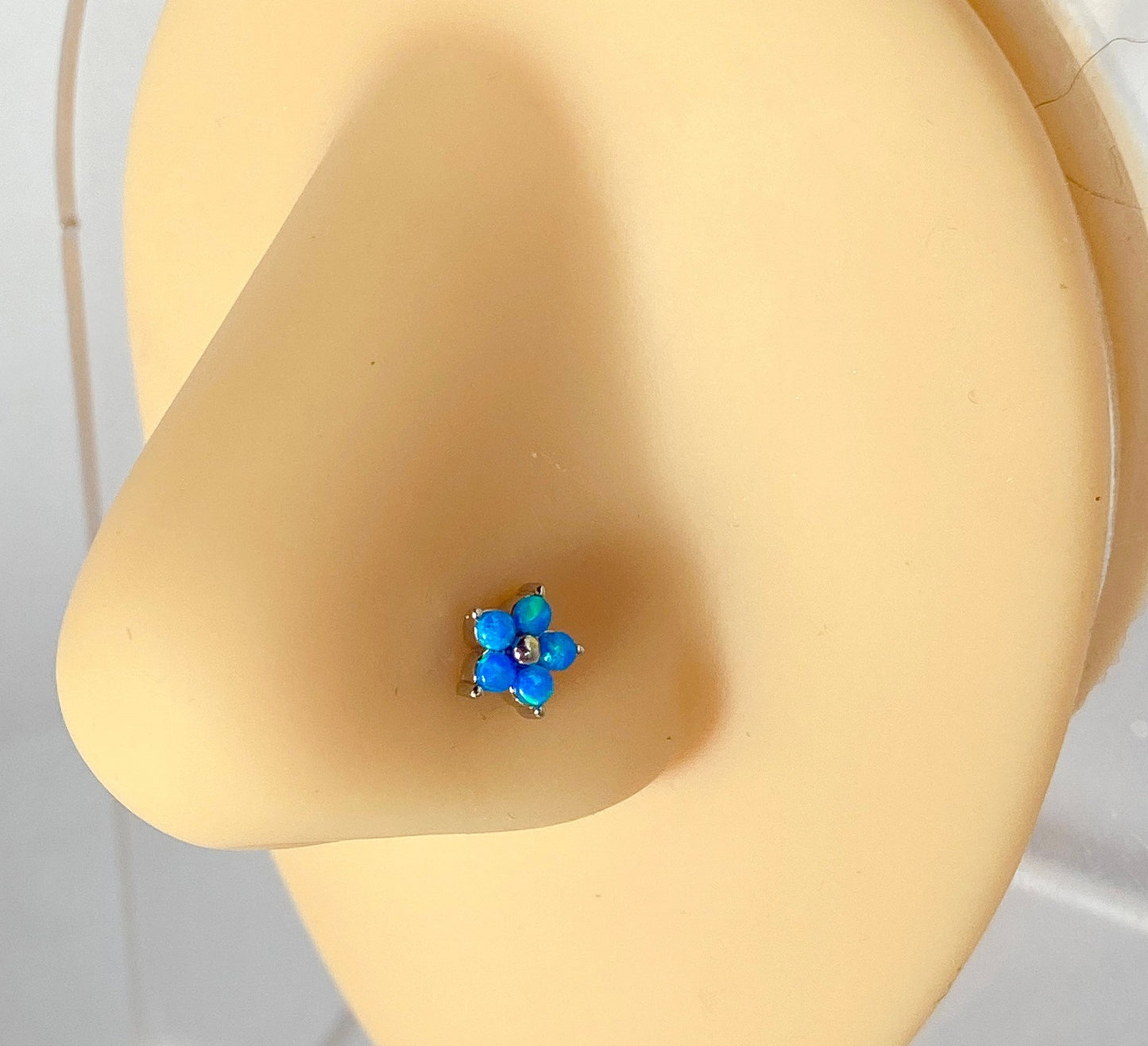 1pc Five Opal Petals Flower 20g Nose Ring Stud Bone 316L Surgical Steel
