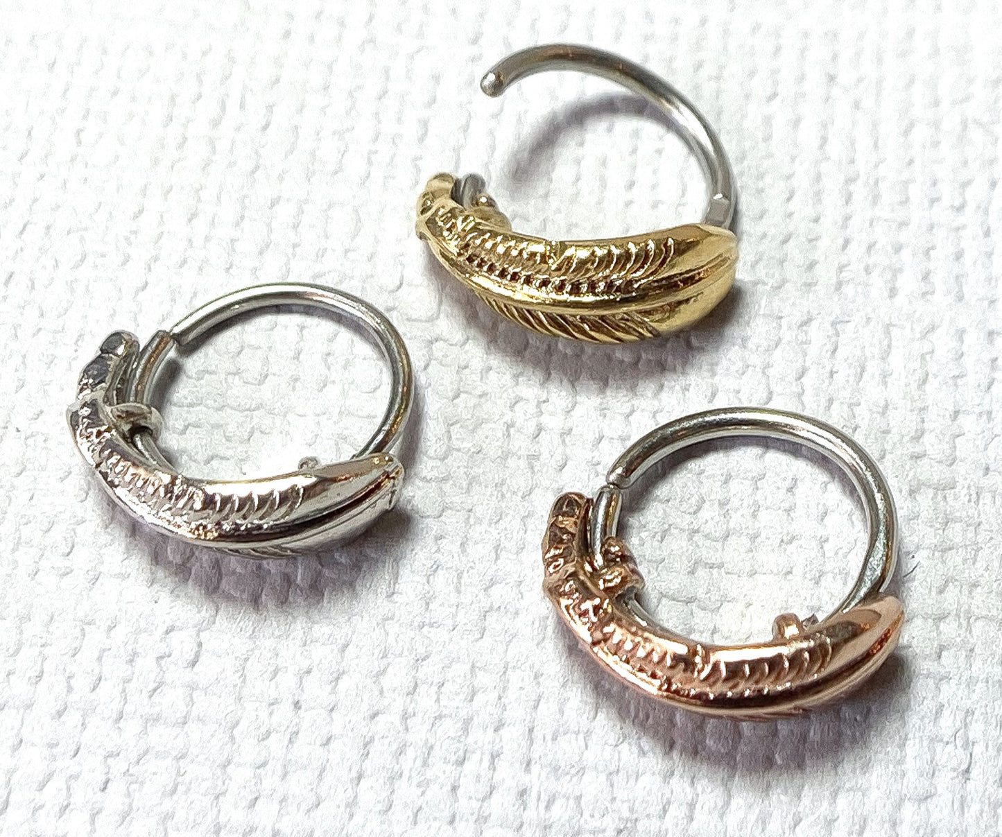 1pc Bendable Feather Nose Hoop / Cartilage Ring Rook Daith Helix Tragus