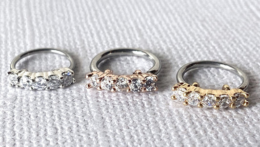 1pc Five Gem Bendable Nose, Cartilage, Helix Hoop Ring Rook Daith Helix Tragus