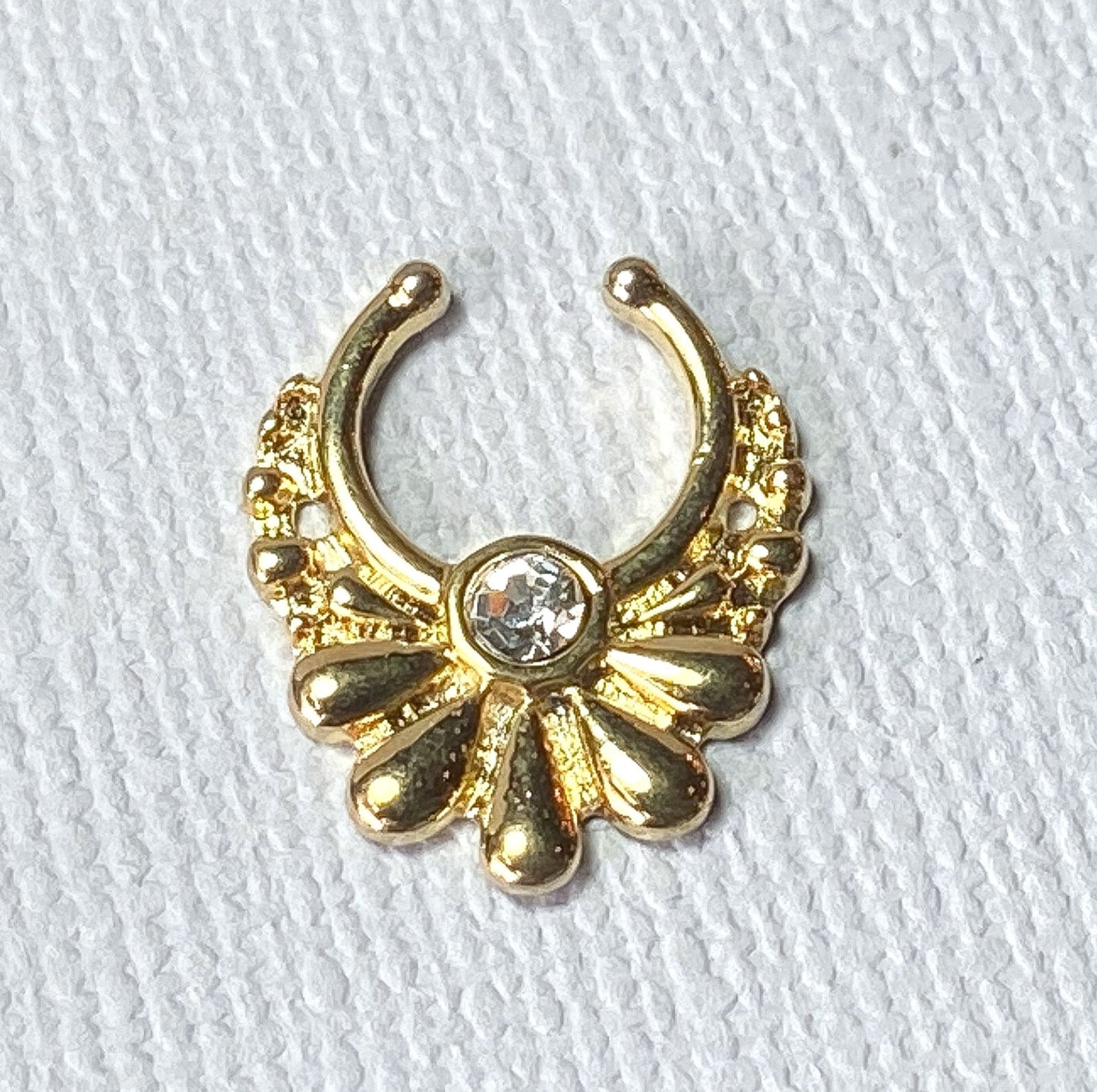 1pc 100% SURGICAL STEEL Non-Piercing Fake Septum Hanger Flower w/ Gem Clip-on