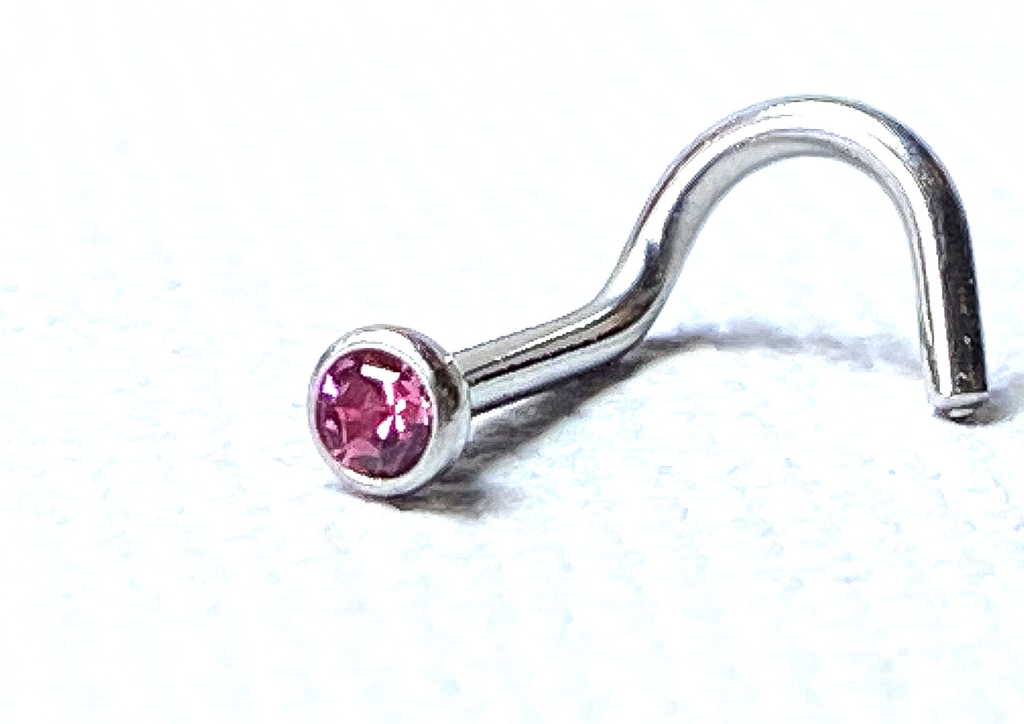 1pc Surgical Steel Nose Screw Ring w/ 2mm Press-Fit Gem Ball - choose color