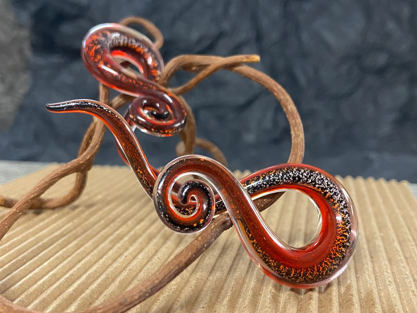PAIR Red Dichroic Glass Tentacle Spiral Hanging Tapers Expanders Plugs Gauges