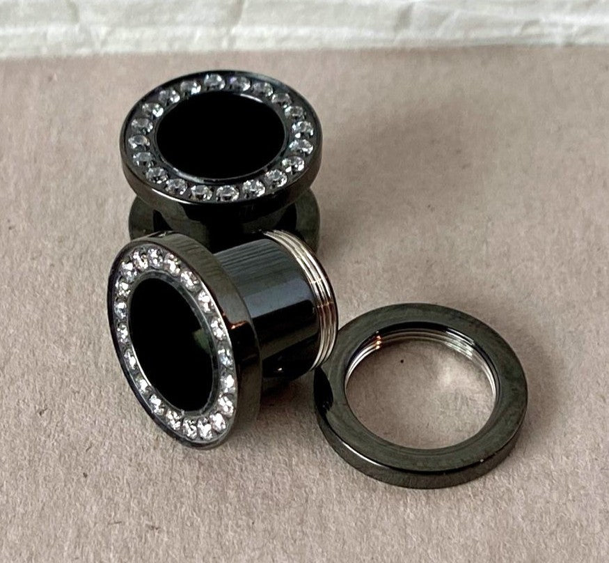 PAIR Solid Implant Grade Titanium Screw Fit CNC Gem Rim Tunnels Plugs Gauges