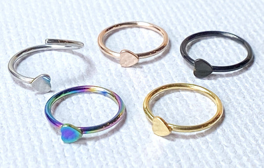 1pc Bendable Steel Hoop Nose Cartilage Ring Heart Rook Daith Helix Tragus