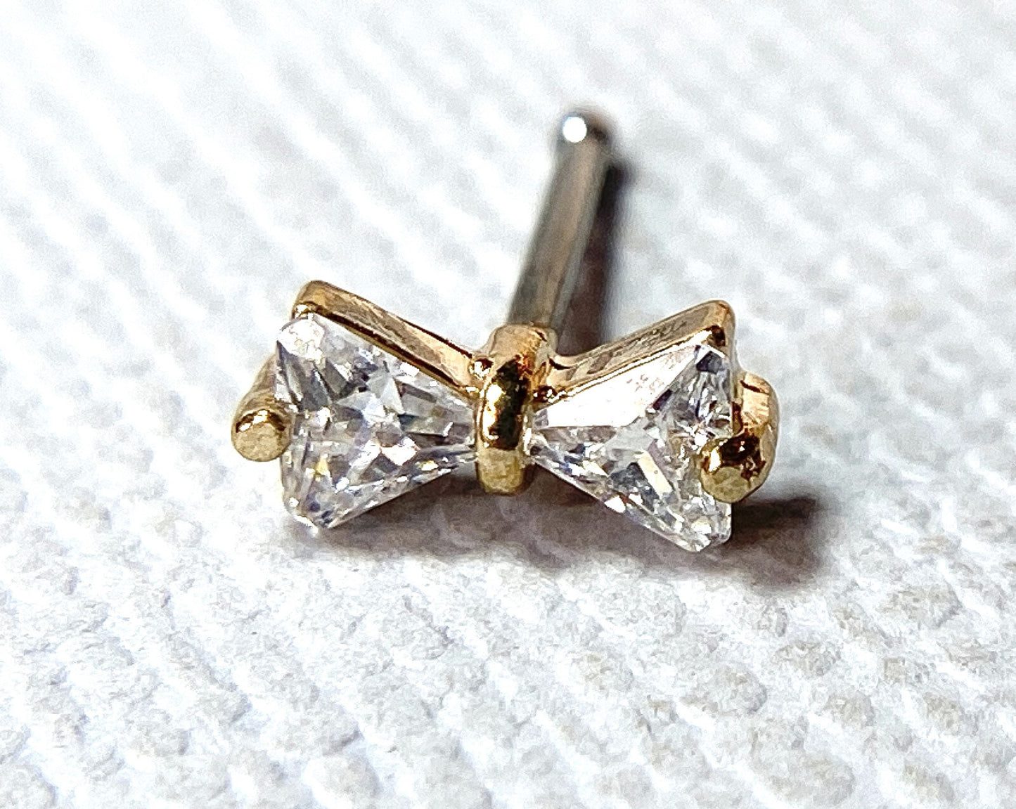 1pc CZ Ribbon 20g Nose Ring Stud Bone 316L Surgical Steel