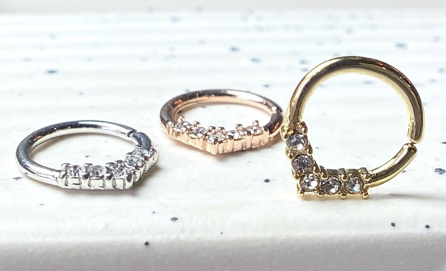 1pc V-Shaped CZ Gems Bendable Hoop Ring Septum Daith Rook Tragus Ear Cartilage
