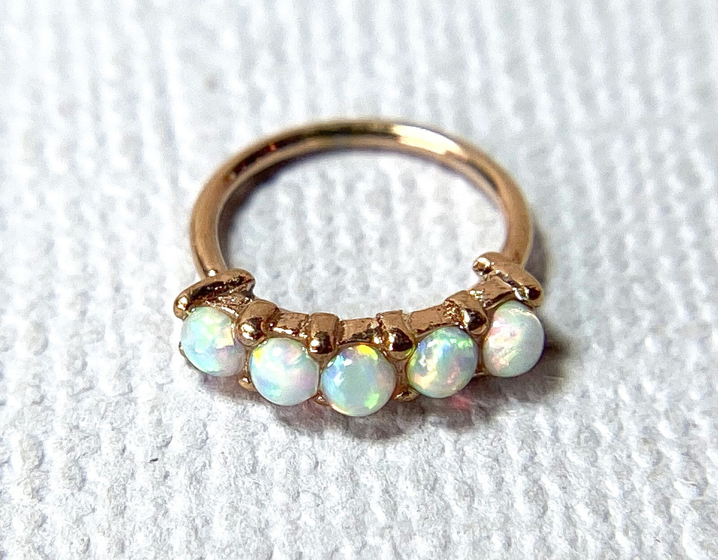 1pc Bendable Hoop Ring With Five Prong Set Opals Annealed 316L Surgical Steel