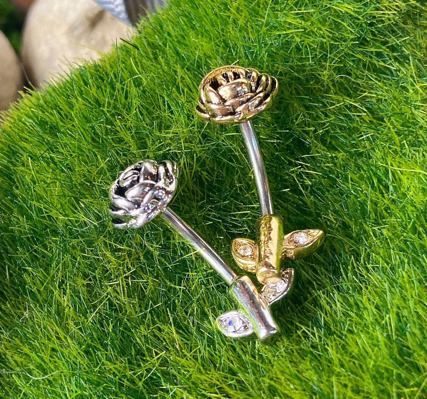 1pc Rose Stem 316L Surgical Steel Belly Pierced Navel Naval Ring