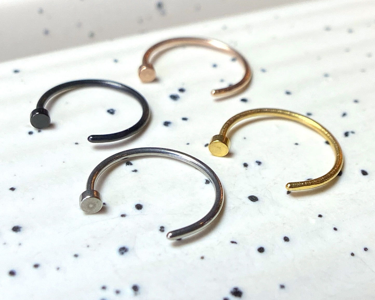 4pcs Nose Hoop Rings 316L Surgical Steel, Silver, Rose Gold, Black, Gold