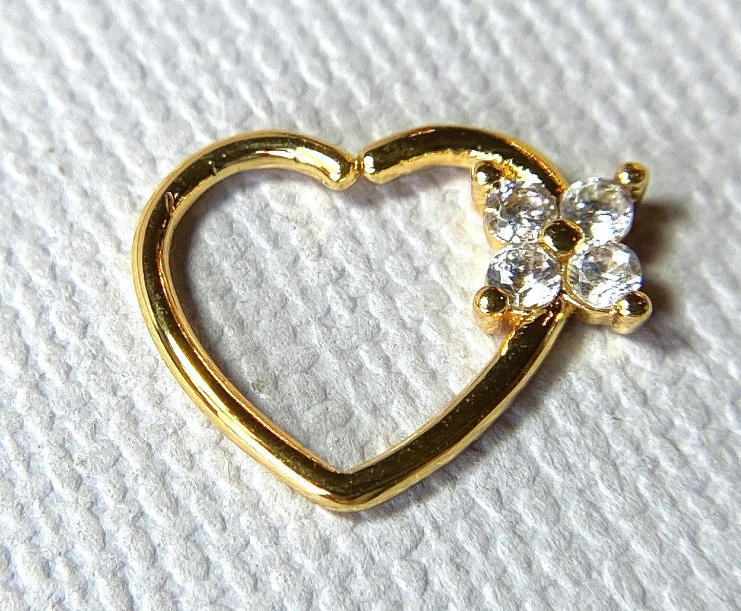 1pc Four CZ Gem Flower Bendable Heart Ear Cartilage Daith Hoop Ring