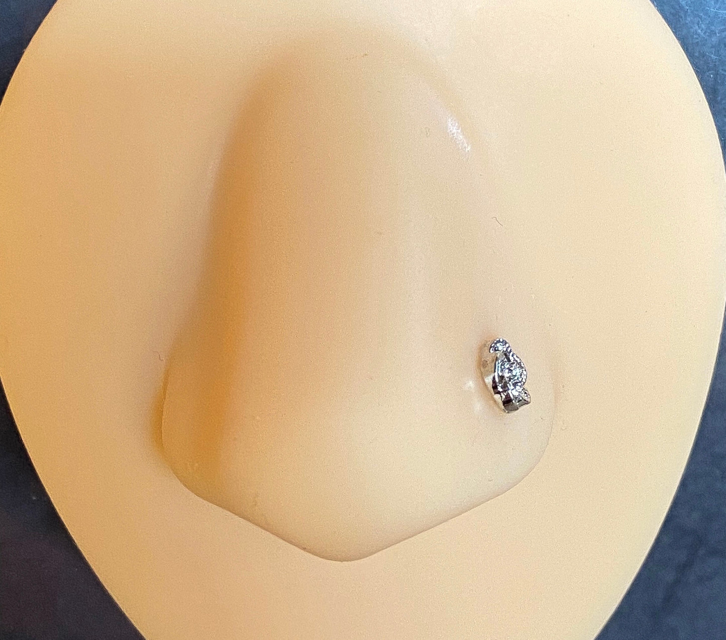 CZ Tiny CZ Centered Flower Top 20g Surgical Steel Nose Stud Bone Nostril Ring