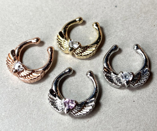 1pc Non-Piercing Angel Wings Septum Hanger Clip-On Fake Nose Ring Body Jewelry